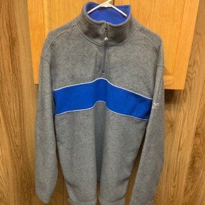 Aeropostale men’s gray with blue stripe ¼-zip fleece pullover / size L